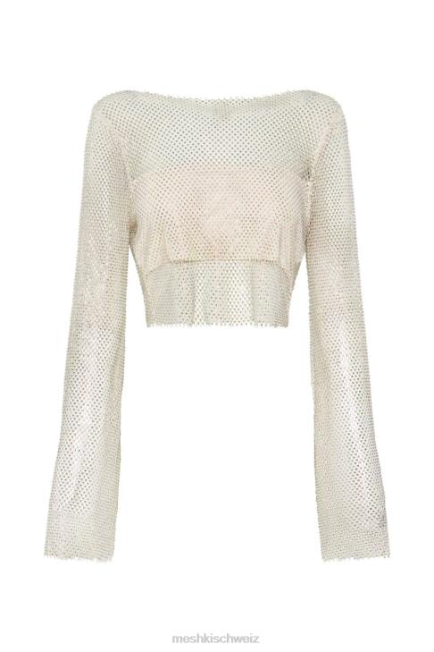 Meshki Hilton Diamonde Mesh Cowl Top Creme Kleidung 060V813