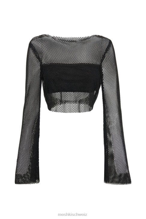 Meshki Hilton Diamonde Mesh Cowl Top Schwarz Kleidung 060V795