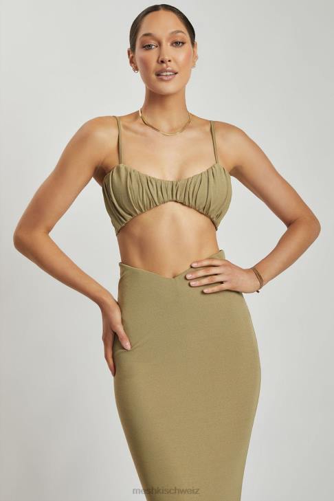 Meshki Jordan Ruched Front V Front Top Grün Kleidung 060V1206