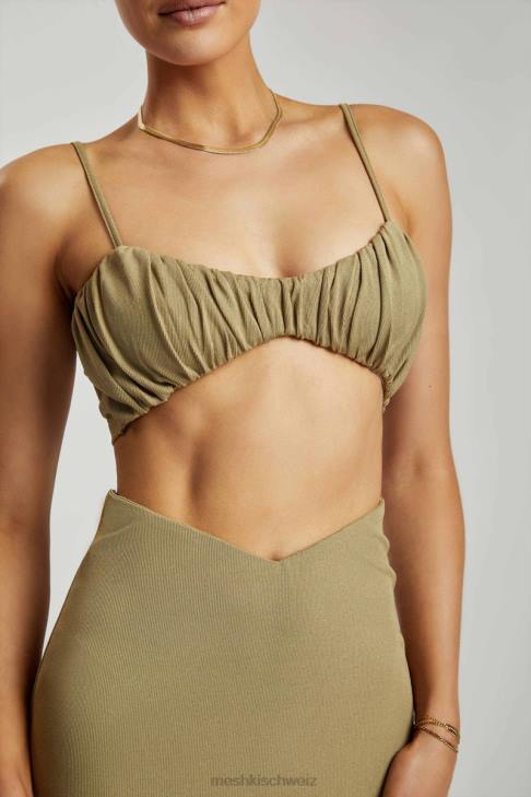 Meshki Jordan Ruched Front V Front Top Grün Kleidung 060V1206