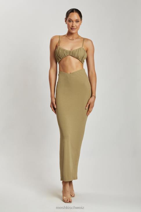 Meshki Jordan Ruched Front V Front Top Grün Kleidung 060V1206