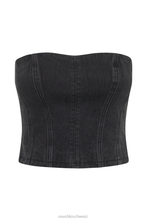 Meshki Jordanana-Denim-Röhrenoberteil schwarz gewaschen Kleidung 060V1298