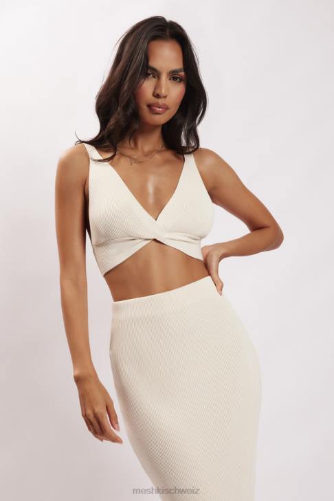 Meshki Kaesha-Strickoberteil mit verdrehter Vorderseite Knochen Kleidung 060V812