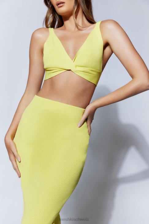 Meshki Kaesha-Strickoberteil mit verdrehter Vorderseite Zitrone Kleidung 060V1088