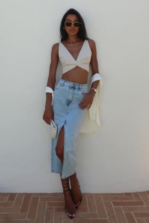 Meshki Kaesha Twist-Leinen-Top natürlich Kleidung 060V1046