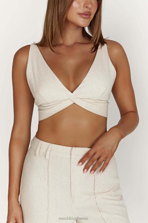 Meshki Kaesha Twist-Leinen-Top natürlich Kleidung 060V1046