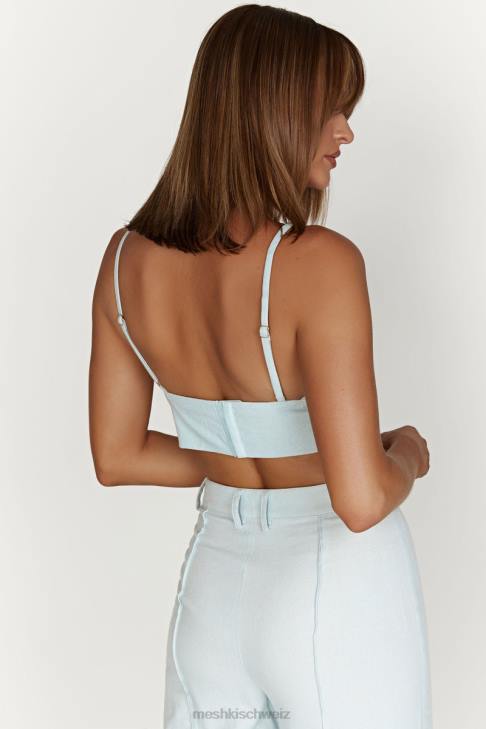 Meshki Kaesha Twist-Leinen-Top puderblau Kleidung 060V1002