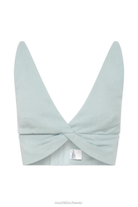 Meshki Kaesha Twist-Leinen-Top puderblau Kleidung 060V1002