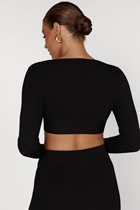 Meshki Kaesha langärmliges Strickoberteil mit verdrehter Vorderseite Schwarz Kleidung 060V903