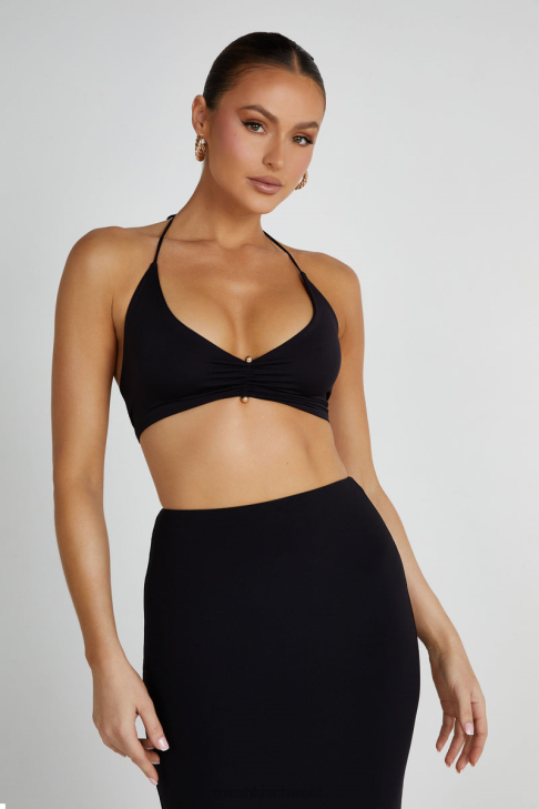 Meshki Kasia Wickeloberteil aus recyceltem Nylon mit Nadeldetail Schwarz Kleidung 060V832