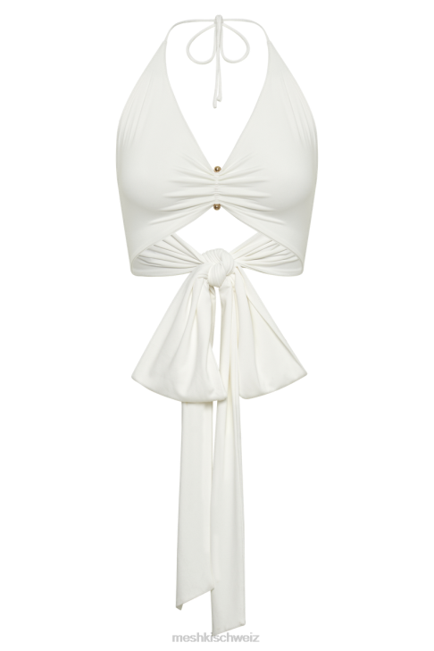 Meshki Kasia Wickeloberteil aus recyceltem Nylon mit Nadeldetail Weiß Kleidung 060V842