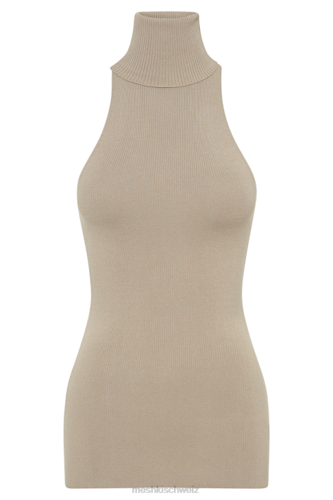 Meshki Kelsea ärmelloses Rollkragenoberteil Taupe Kleidung 060V897