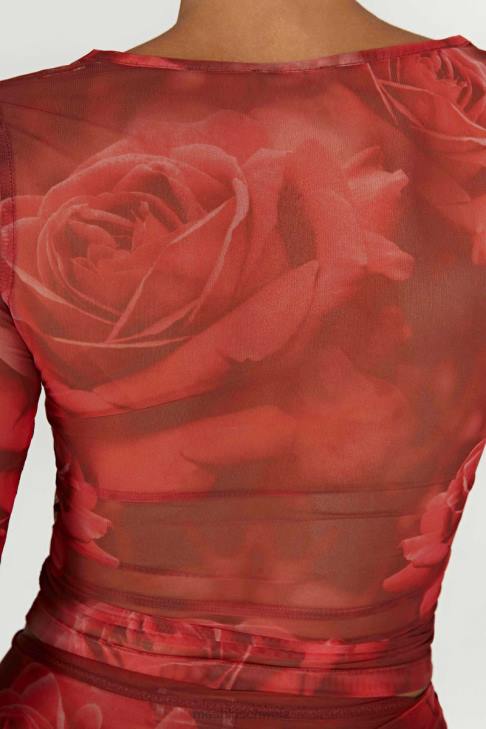 Meshki Langarmshirt aus Blaine-Mesh übergroßer Rosendruck Kleidung 060V1018