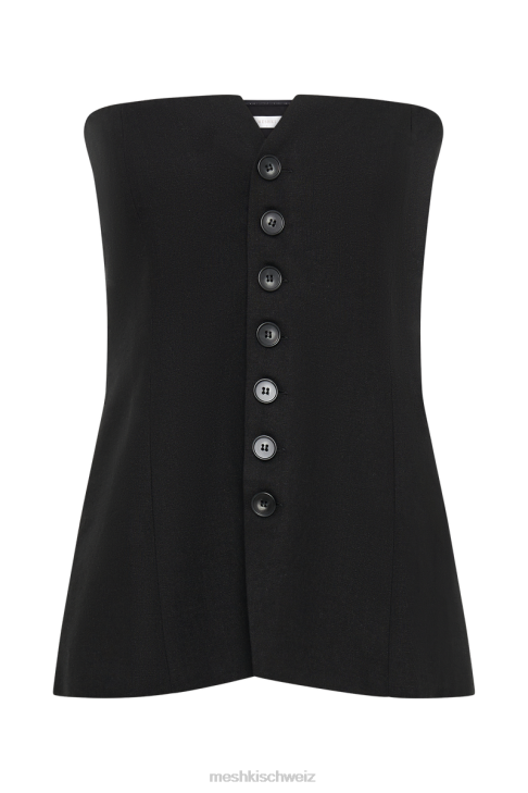 Meshki Langes, trägerloses Top aus Leinen von Innis Schwarz Kleidung 060V817