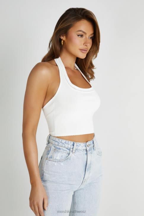 Meshki Layla Pointelle-Strickoberteil Weiß Kleidung 060V805