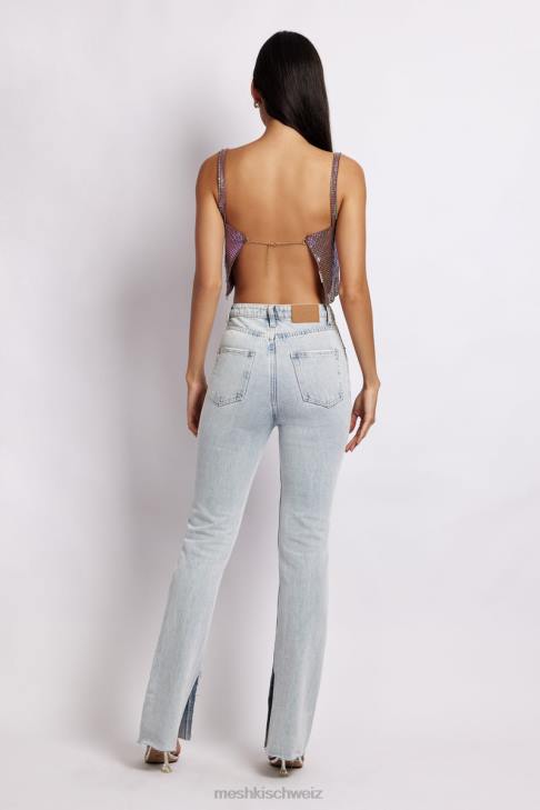 Meshki Lianne Glow Mesh Bandeau-Oberteil schillerndes Lila Kleidung 060V989