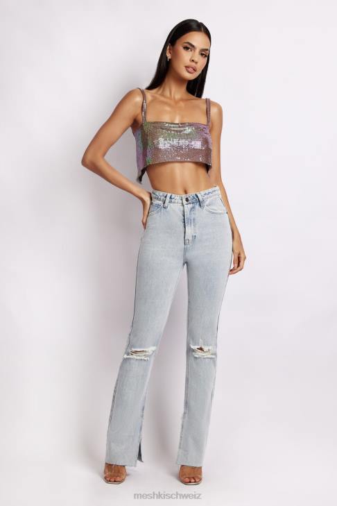 Meshki Lianne Glow Mesh Bandeau-Oberteil schillerndes Lila Kleidung 060V989