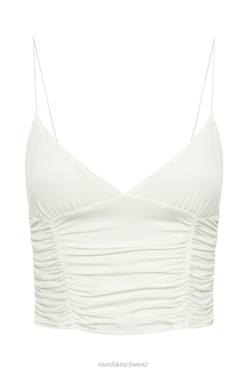 Meshki Lillian Jersey-Oberteil mit Raffung Weiß Kleidung 060V838