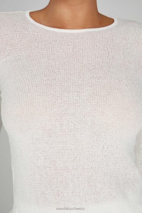 Meshki Maribelle-Langarm-Strickoberteil Weiß Kleidung 060V815