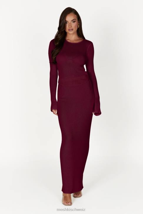 Meshki Maribelle-Langarm-Strickoberteil Wein Kleidung 060V889