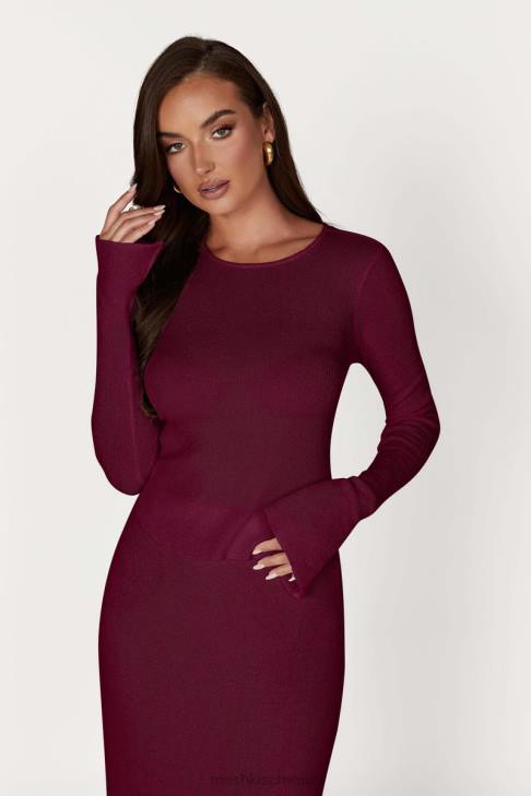 Meshki Maribelle-Langarm-Strickoberteil Wein Kleidung 060V889