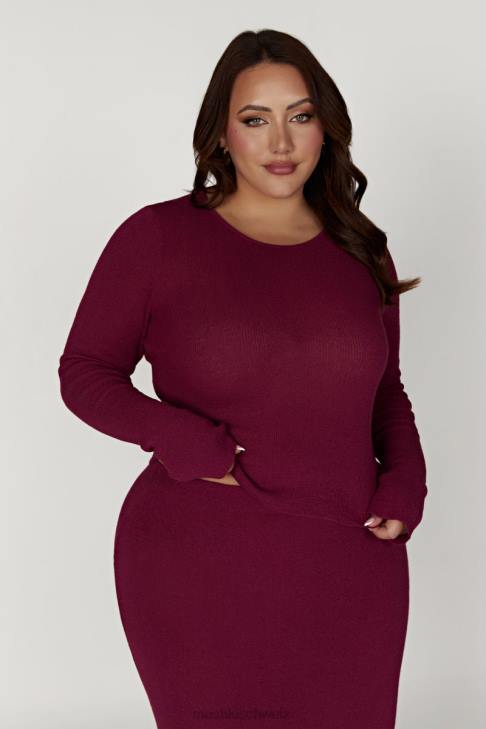 Meshki Maribelle-Langarm-Strickoberteil Wein Kleidung 060V889