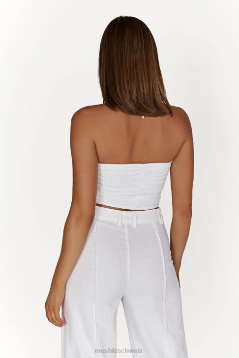 Meshki McKenna gerafftes Leinenoberteil Weiß Kleidung 060V1015