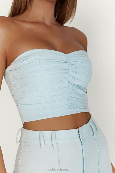 Meshki McKenna gerafftes Leinenoberteil puderblau Kleidung 060V1044