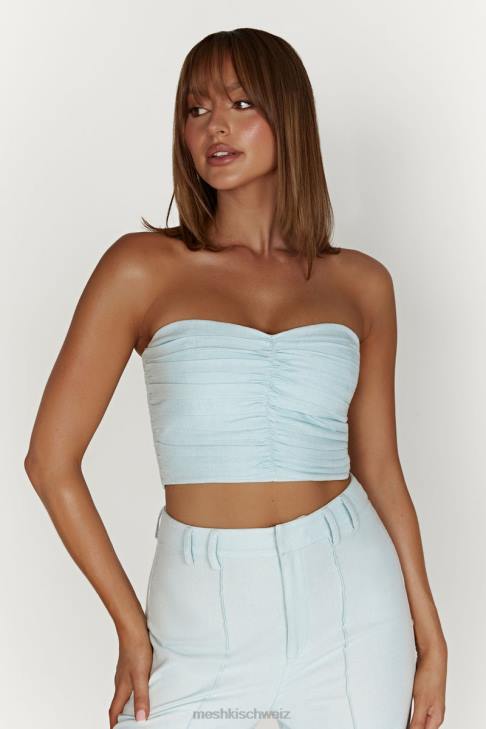 Meshki McKenna gerafftes Leinenoberteil puderblau Kleidung 060V1044