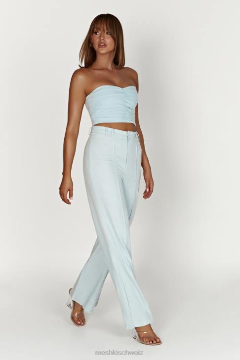 Meshki McKenna gerafftes Leinenoberteil puderblau Kleidung 060V1044