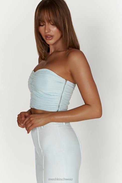 Meshki McKenna gerafftes Leinenoberteil puderblau Kleidung 060V1044