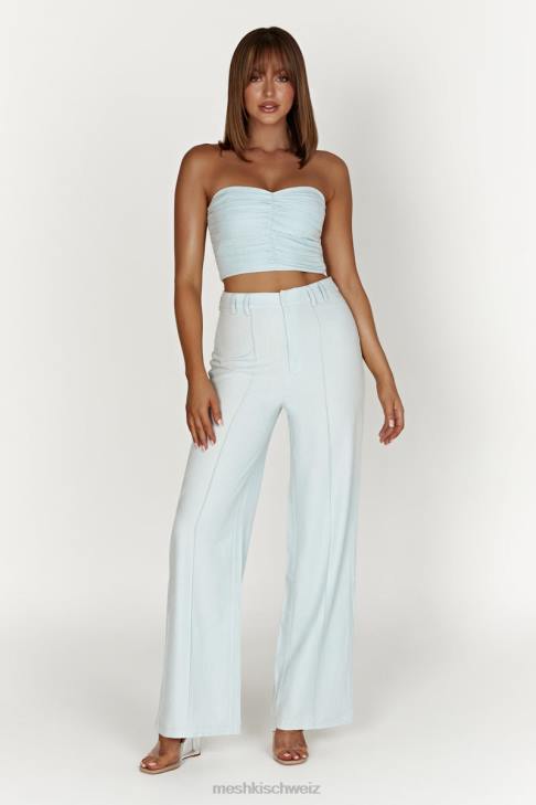 Meshki McKenna gerafftes Leinenoberteil puderblau Kleidung 060V1044