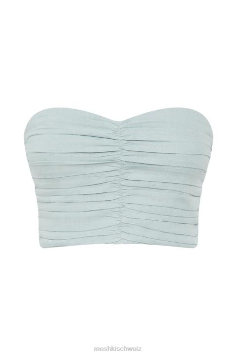 Meshki McKenna gerafftes Leinenoberteil puderblau Kleidung 060V1044