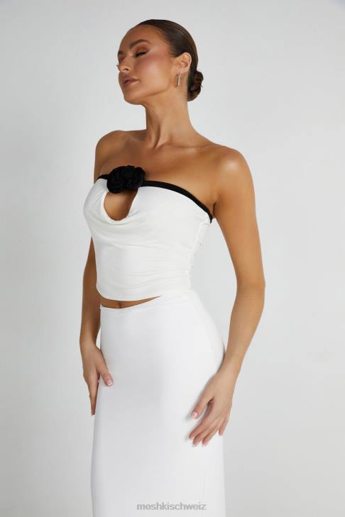 Meshki Megan trägerloses Rosentop Schwarz-Weiss Kleidung 060V798