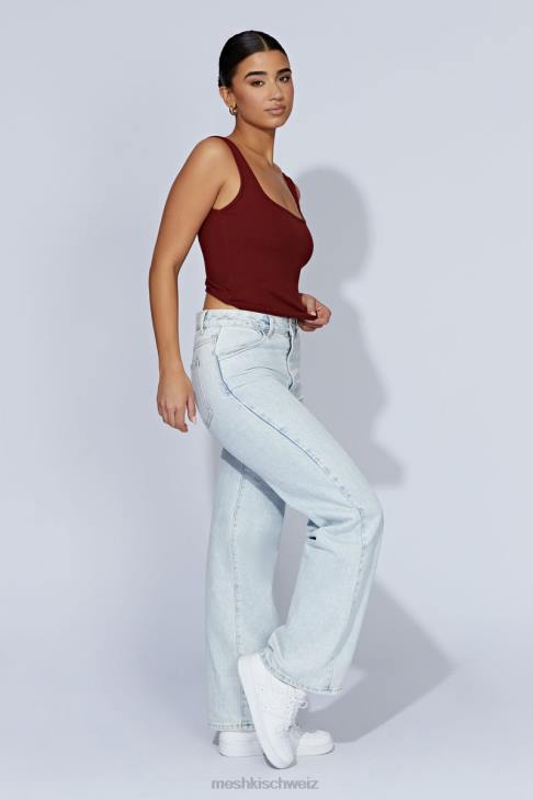 Meshki Meghan geripptes Oberteil mit quadratischem Ausschnitt Kirschschokolade Kleidung 060V981