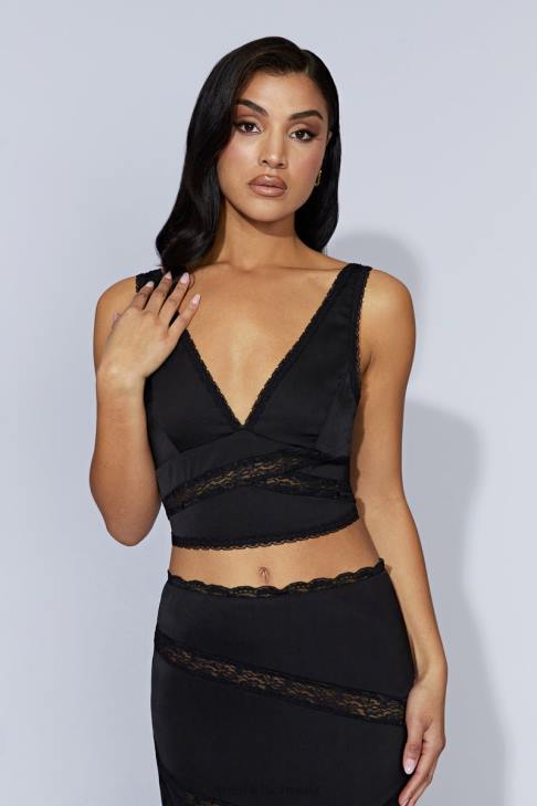 Meshki Monet-Spitzenoberteil Schwarz Kleidung 060V987