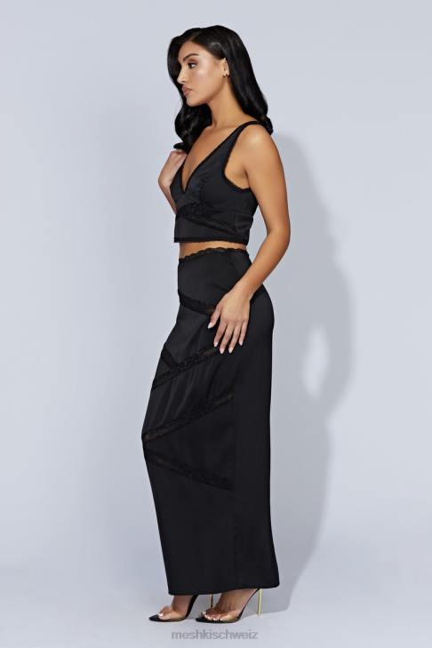 Meshki Monet-Spitzenoberteil Schwarz Kleidung 060V987