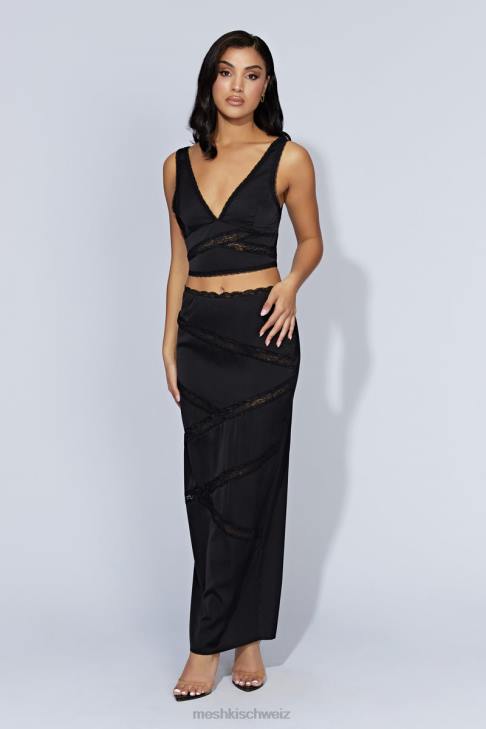 Meshki Monet-Spitzenoberteil Schwarz Kleidung 060V987