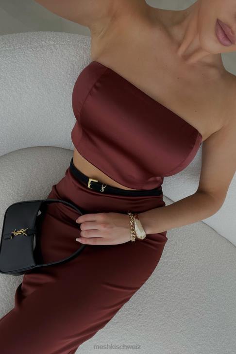 Meshki Monique Satin-Röhrenoberteil Kirschschokolade Kleidung 060V1056