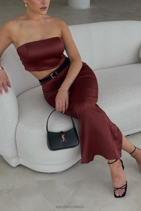 Meshki Monique Satin-Röhrenoberteil Kirschschokolade Kleidung 060V1056