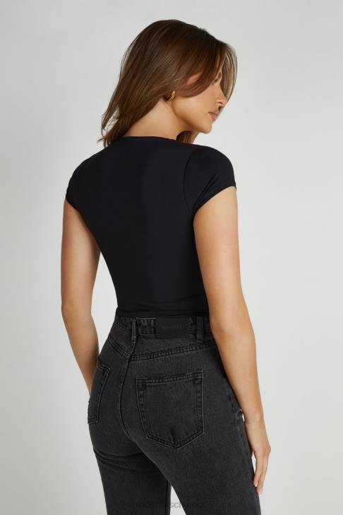 Meshki Olympia-Top aus recyceltem Nylon mit V-Ausschnitt Schwarz Kleidung 060V797