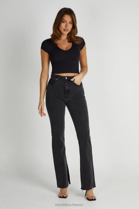 Meshki Olympia-Top aus recyceltem Nylon mit V-Ausschnitt Schwarz Kleidung 060V797