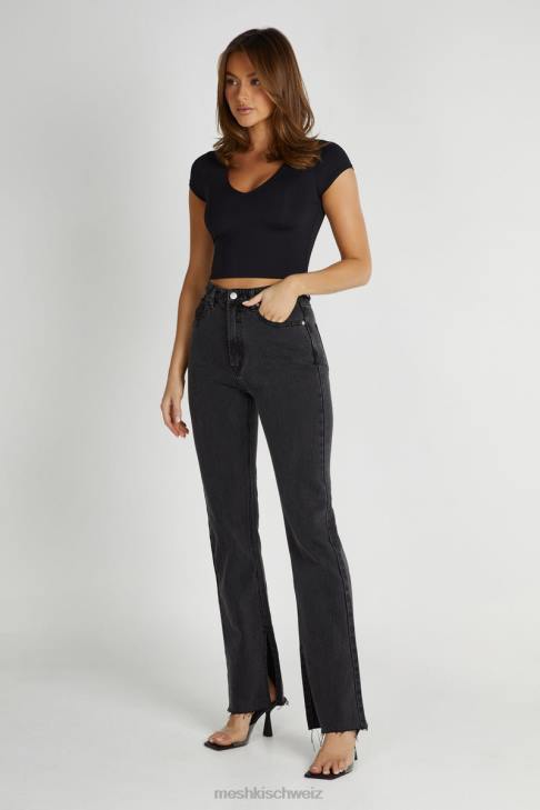 Meshki Olympia-Top aus recyceltem Nylon mit V-Ausschnitt Schwarz Kleidung 060V797