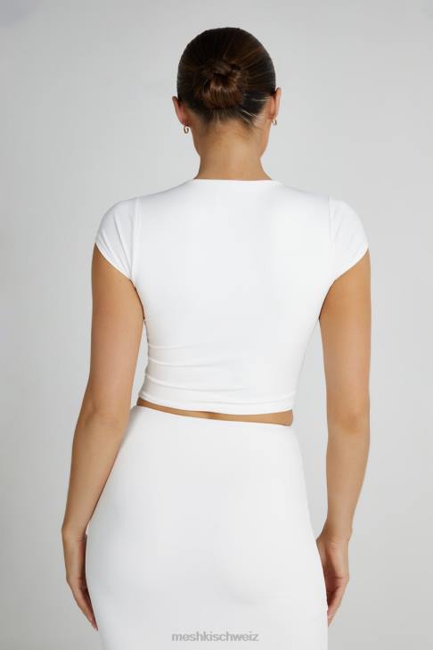 Meshki Olympia-Top aus recyceltem Nylon mit V-Ausschnitt Weiß Kleidung 060V799
