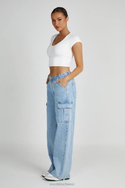 Meshki Olympia-Top aus recyceltem Nylon mit V-Ausschnitt Weiß Kleidung 060V799