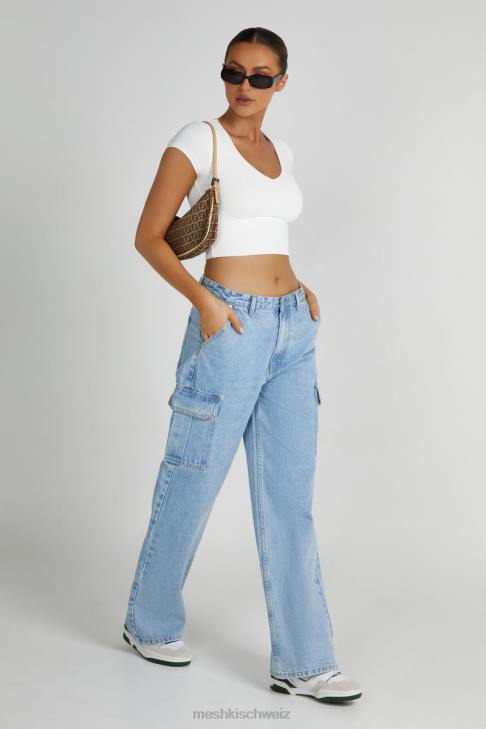 Meshki Olympia-Top aus recyceltem Nylon mit V-Ausschnitt Weiß Kleidung 060V799