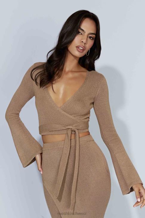 Meshki Petra Strickoberteil mit ausgestellten Ärmeln Taupe Kleidung 060V910