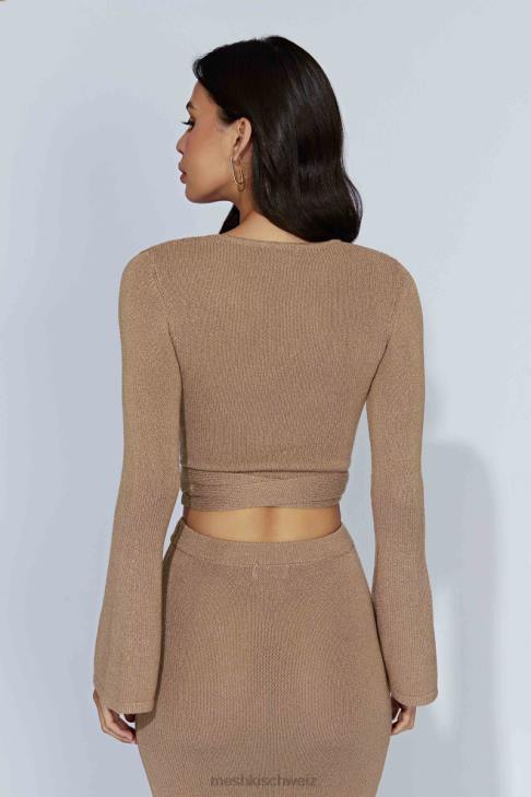 Meshki Petra Strickoberteil mit ausgestellten Ärmeln Taupe Kleidung 060V910