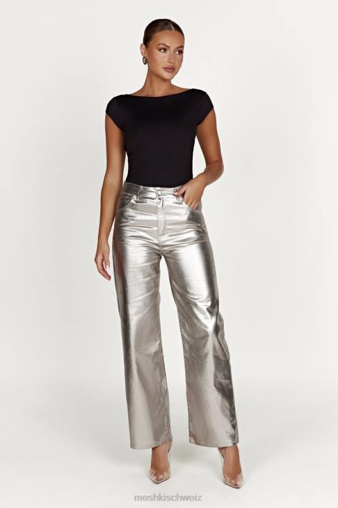 Meshki Reyna Longline-Top aus recyceltem Nylon Schwarz Kleidung 060V828