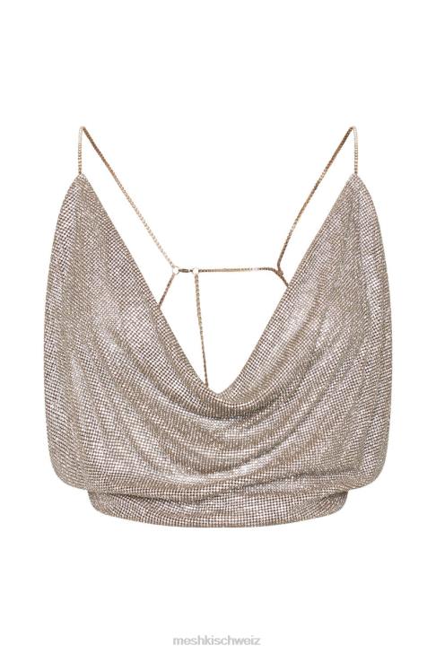 Meshki Shanice Glomesh drapiertes Oberteil Gold Kleidung 060V954